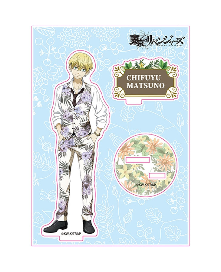 Tokyo Revengers Chifuyu Matsuno anime figure in a floral suit and vest with matching display stand