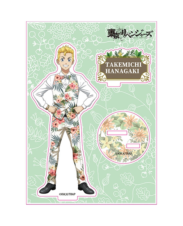 Tokyo Revengers Takemichi Hanagaki acrylic stand with floral pattern suit and separate display base