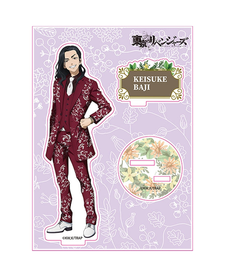 Keisuke Baji Tokyo Revengers acrylic stand figure in a maroon suit with white patterns standing