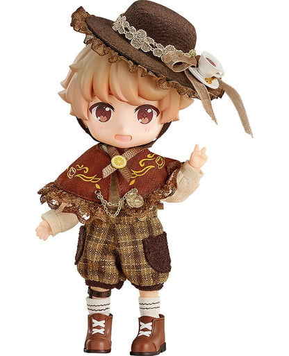 Nendoroid Doll Tea Time Series Charlie wearing a beige coat, brown boots, and hat, standing with a gentle smile