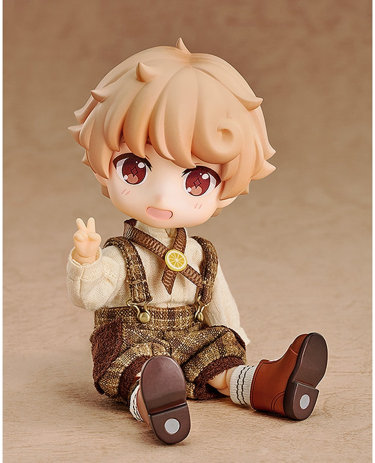 Rear view of Nendoroid Doll Tea Time Series Charlie showing the back of the outfit and hat