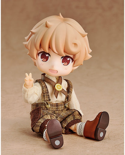 Rear view of Nendoroid Doll Tea Time Series Charlie showing the back of the outfit and hat