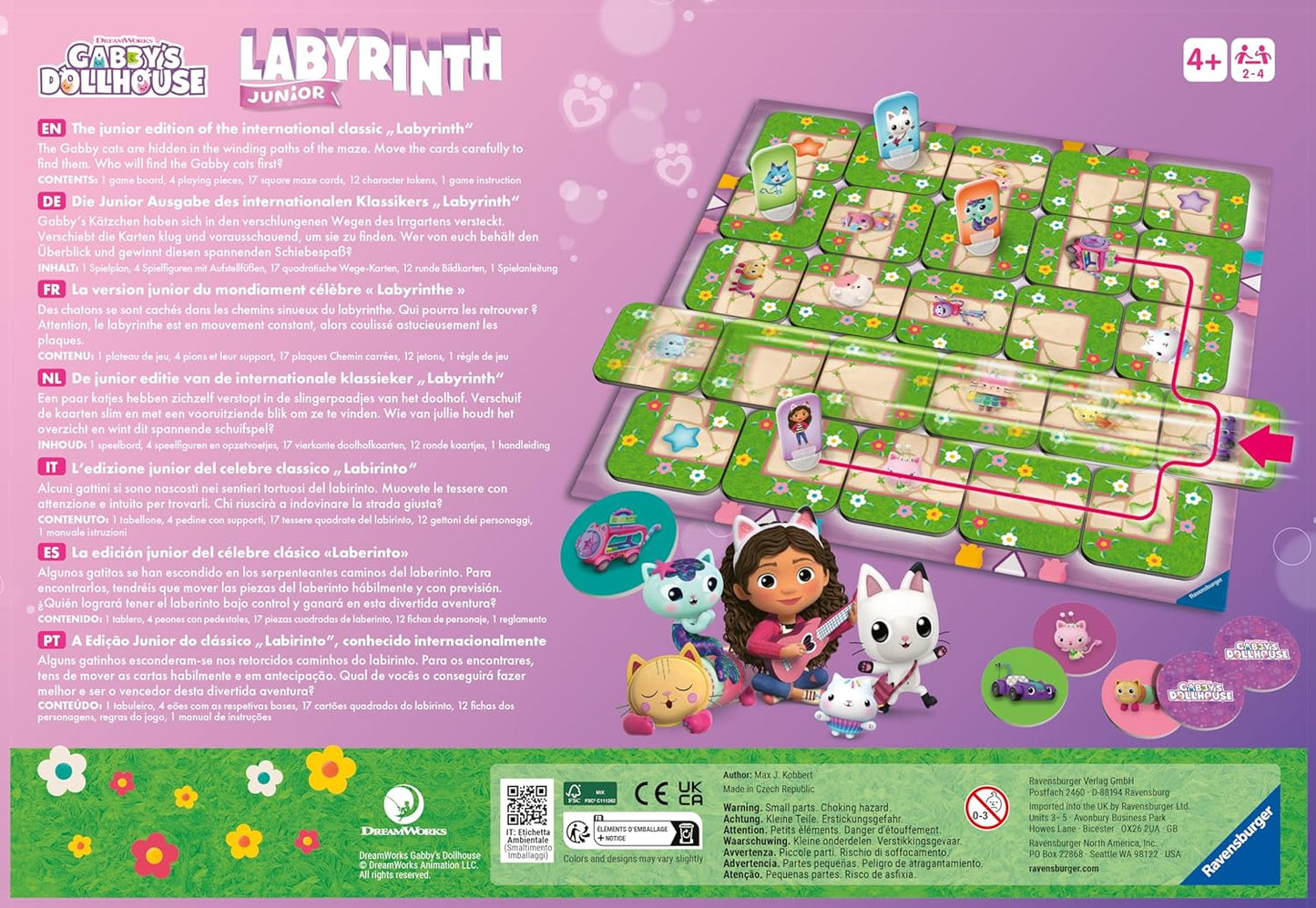 Gabby's Dollhouse Junior Labyrinth Game packaging box back view