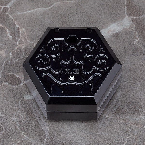 Chitocerium XXII tanio alb black hexagonal display base with engraved designs and cat logo