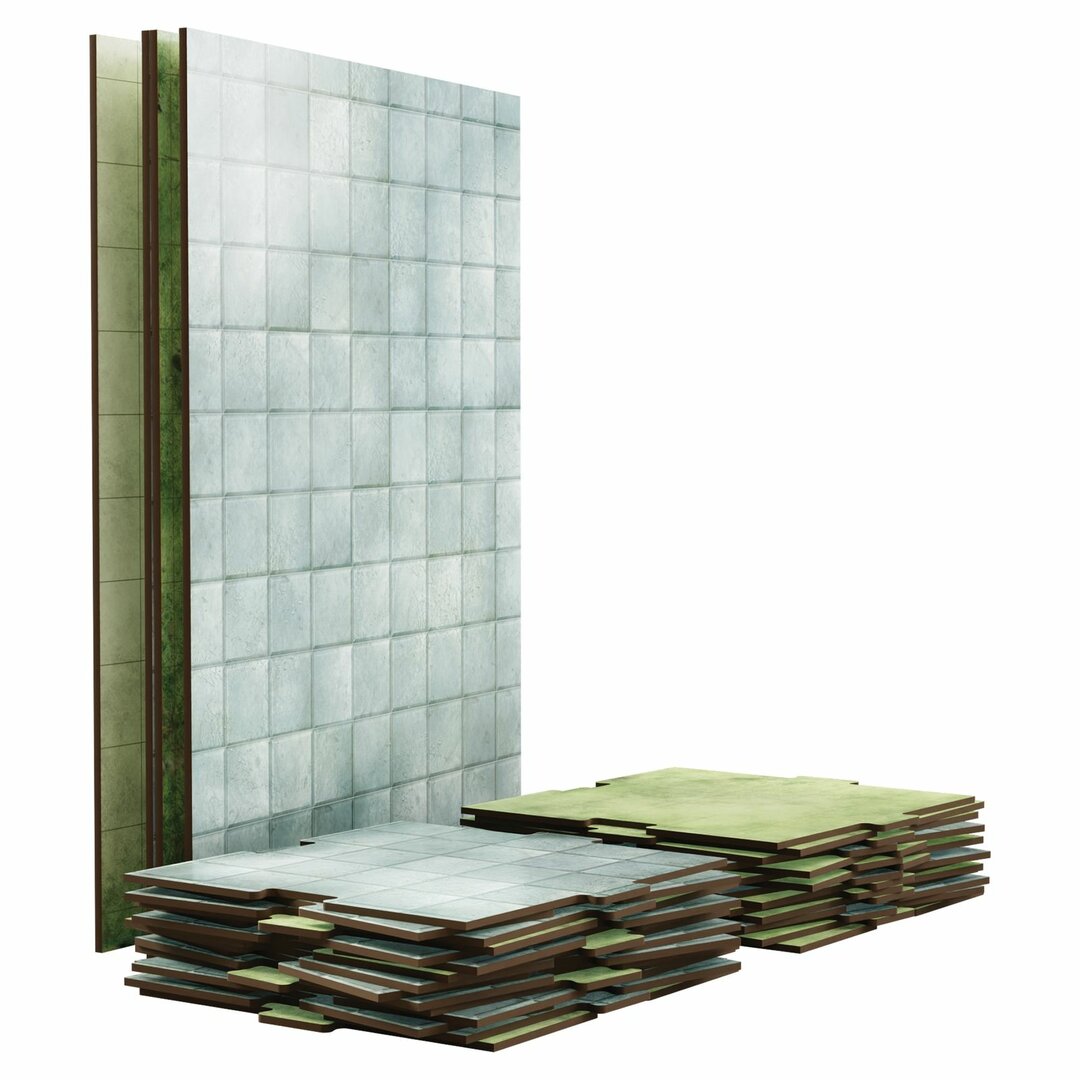 Dungeons and Dragons Campaign Case Terrain featuring modular square tiles in light gray for stone floors and green for grassy areas ideal for fantasy map building