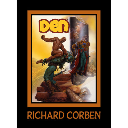 The Dark Horse Den graphic novel cover shows a muscular man fighting a green scaled creature on stone stairs as a blue-skinned woman watches
