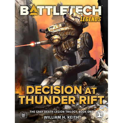 Front cover of Catalyst Game Labs Battletech: Decision At Thunder Rift Premium Hardback Novel featuring vibrant mech artwork and bold title design