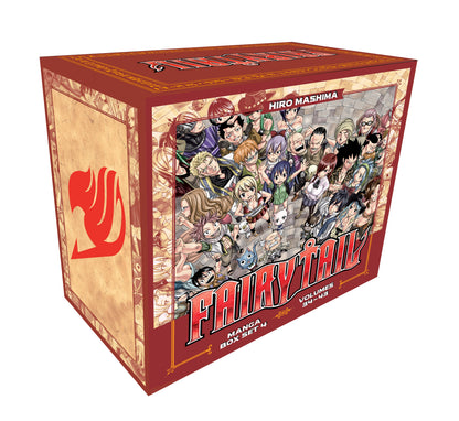 Red Fairy Tail Manga Box Set 4 (Volumes 34-43) by Hiro Mashima, featuring many popular characters on the cover.