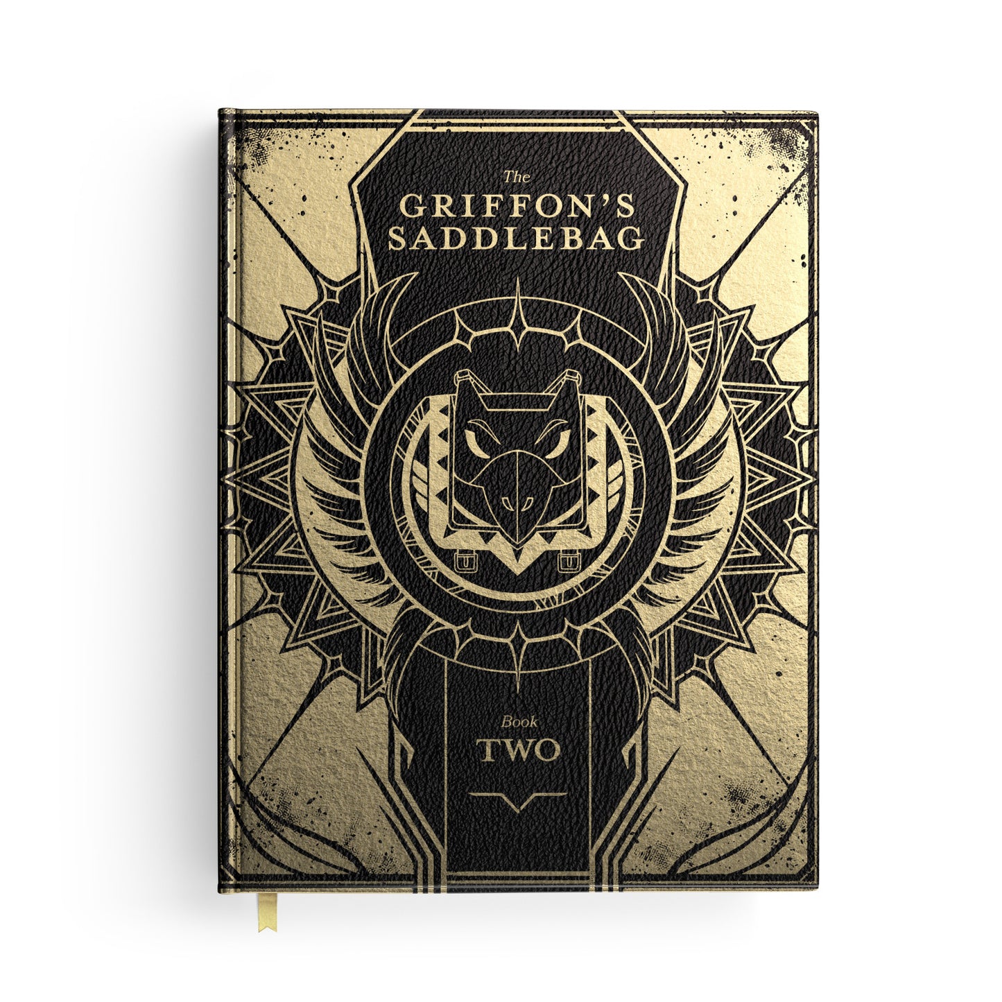 Black leather book cover with gold foil, featuring "The Griffon's Saddlebag Book Two" and a stylized griffon emblem.