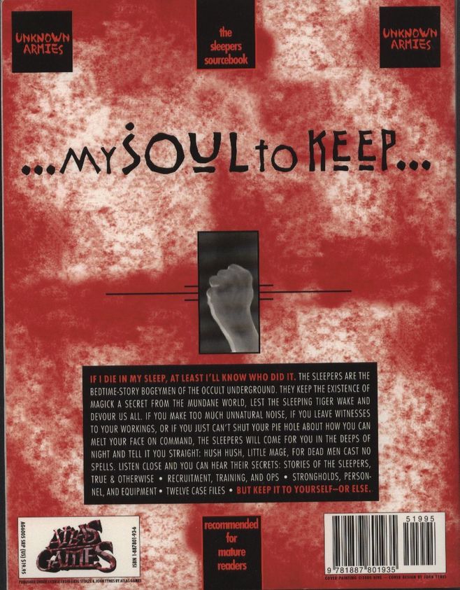 Back cover of "Unknown Armies: My Soul to Keep" RPG sourcebook