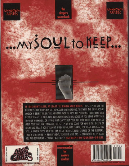 Back cover of "Unknown Armies: My Soul to Keep" RPG sourcebook