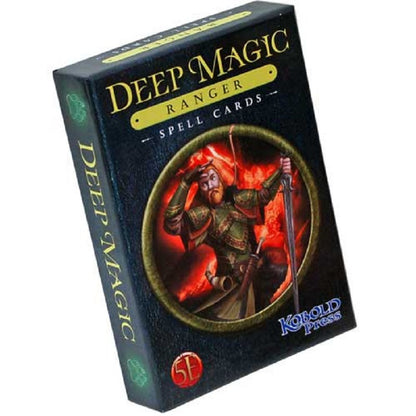 A dark box for Deep Magic Ranger Spell Cards featuring an armored man with a sword and a 5E emblem