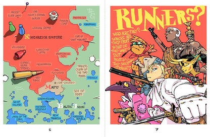 Terror Target Gemini shows a fantasy map with game pieces on the left and five stylized armed characters with the title RUNNERS on the right