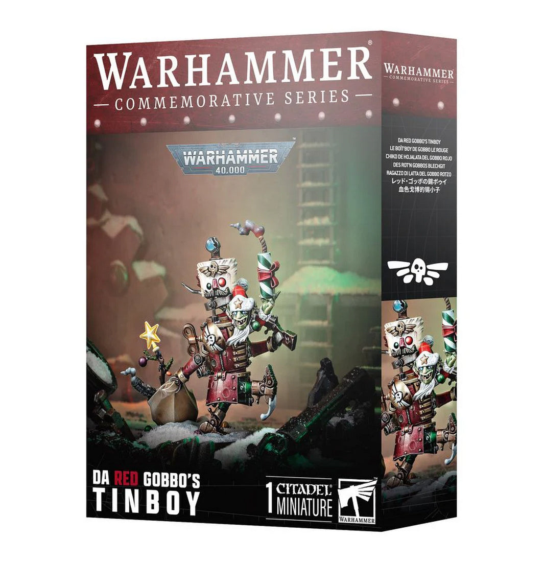 Box for Warhammer 40K Da Red Gobbo's Tinboy Commemorative Series miniature, a festive, robot-like figure