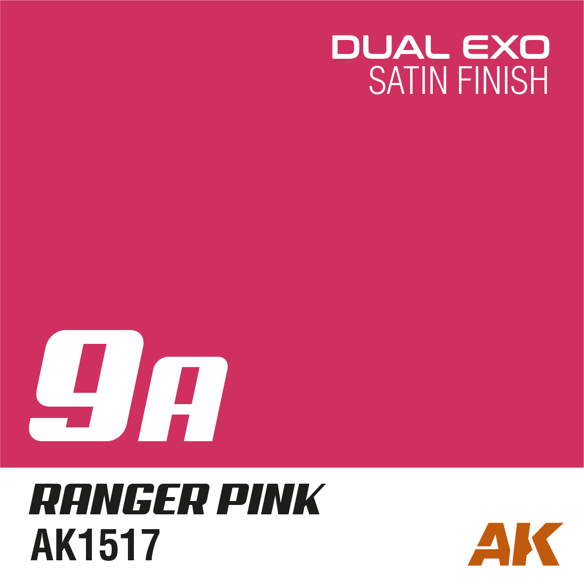 AK Dual Exo Ranger Pink (AK1517) satin finish paint swatch with '9A' identifier