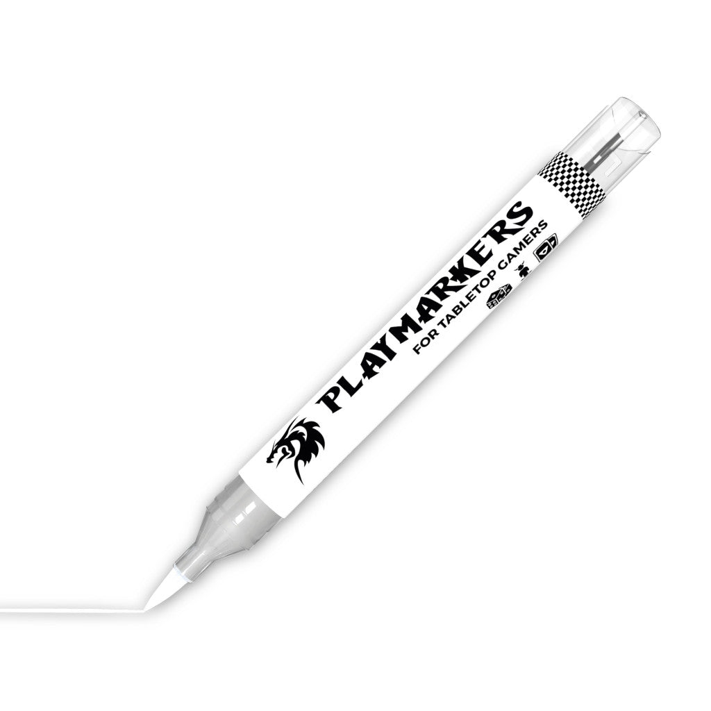 AK Interactive White Playmarkers marker for tabletop gamers drawing a thin white line on a white surface