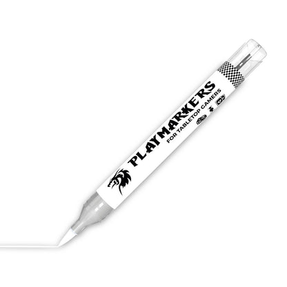 AK Interactive White Playmarkers marker for tabletop gamers drawing a thin white line on a white surface