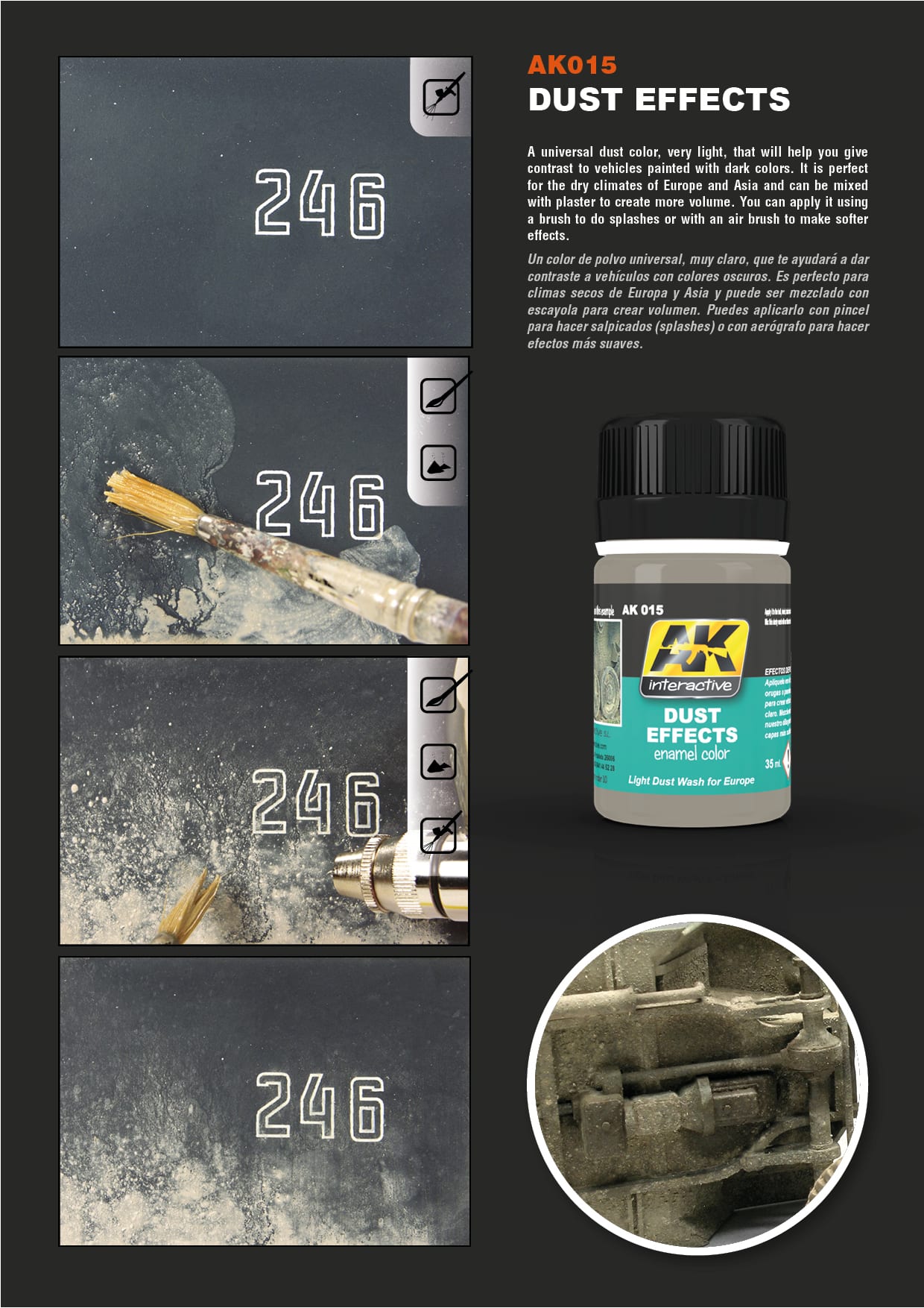 AK Interactive Enamel Effect Weathering Colour 35ml - Dust Effects - Good Games