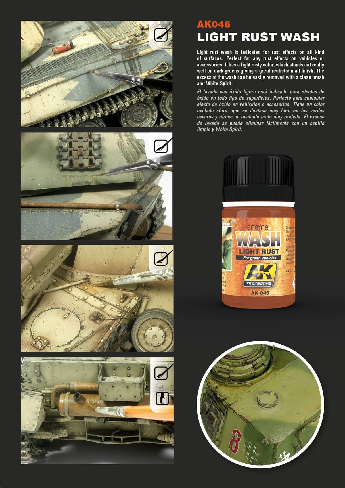AK Interactive Enamel Wash 35ml - Light Rust - Good Games