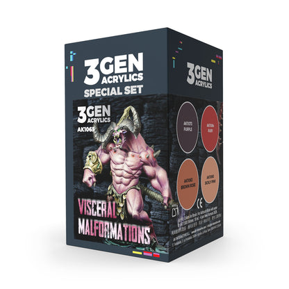 Box features a pink horned monster and 4 swatches: purple -  ruby -  brown rose -  sickly pink