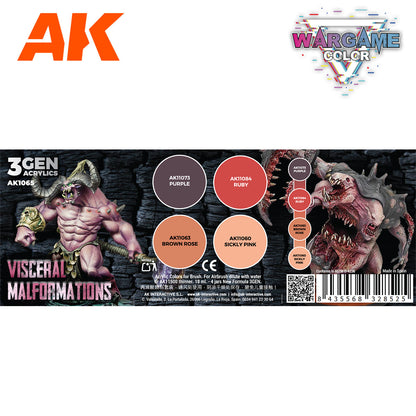 AK Interactive 'Visceral Malformations' paint set with two grotesque miniatures and four paint color swatches