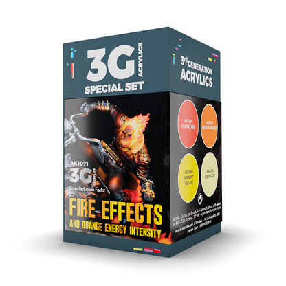 Box shows a fiery skull riding a motorcycle -  with red -  orange -  yellow color swatches