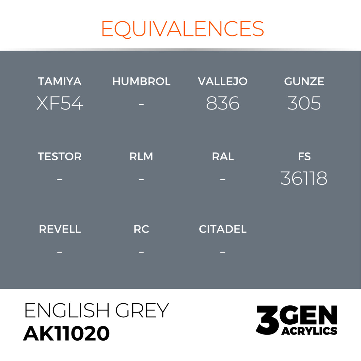 AK Interactive 3 Gen Acrylic Paint 17ml - English Grey - Good Games