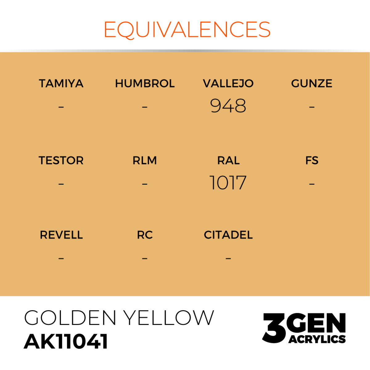 AK Interactive 3 Gen Acrylic Modeling Colour 17ml - Golden Yellow - Good Games