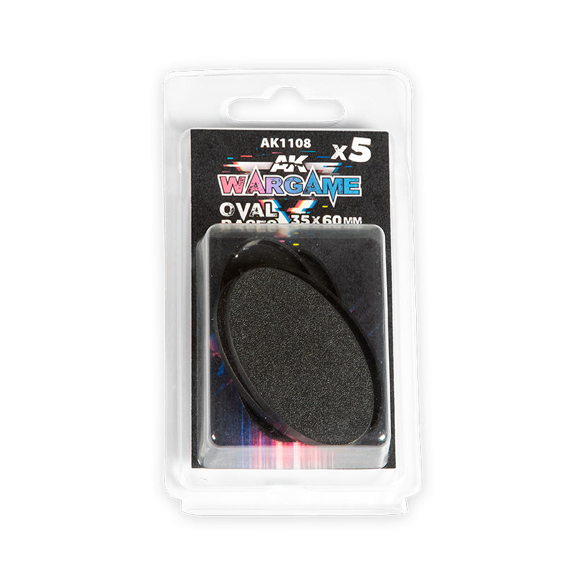 AK Wargame blister pack with 5 black oval wargame bases -  35x60mm