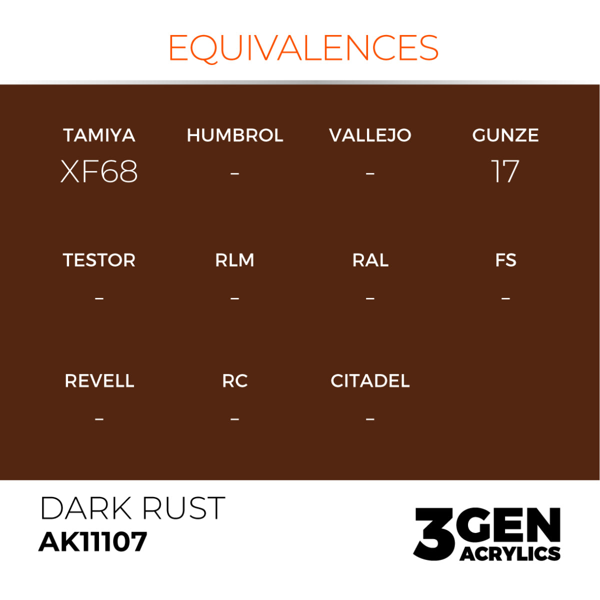 AK Interactive 3 Gen Acrylic Modeling Colour 17ml - Dark Rust - Good Games