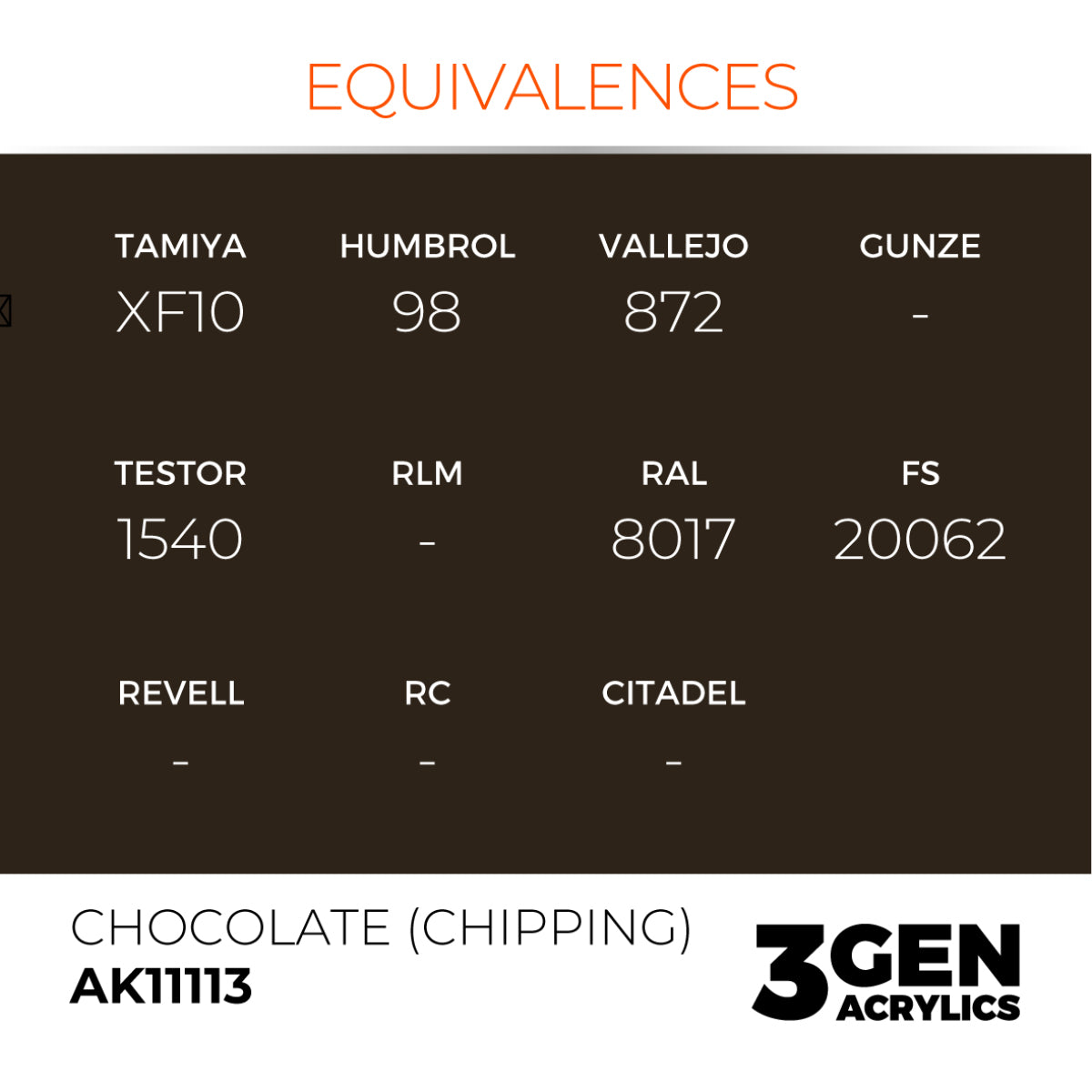 AK Interactive 3 Gen Acrylic Paint 17ml - Chocolate (Chipping) - Good Games