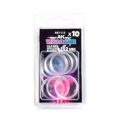 Pack of 10 clear -  32mm AK Wargame hollow bases for miniatures