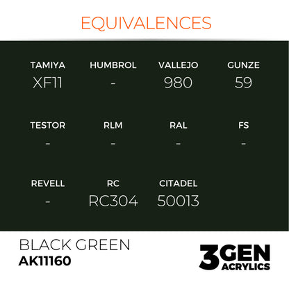 AK Interactive 3 Gen Acrylics Modelling Paint 17ml - Black Green - Good Games