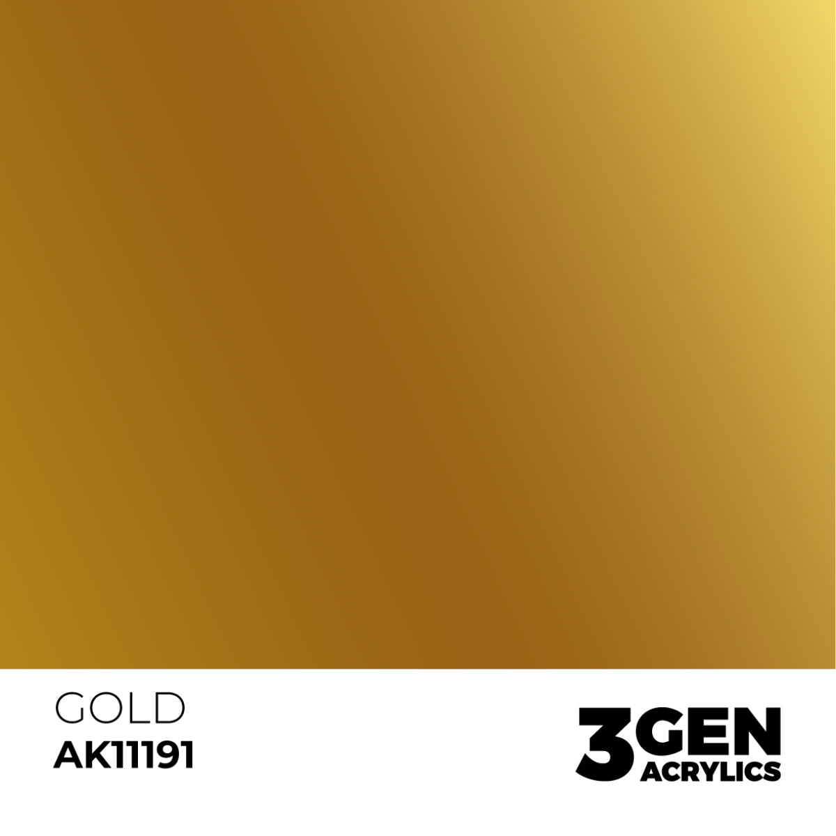 A gold gradient color swatch with product code AK11191 and 3Gen Acrylics branding