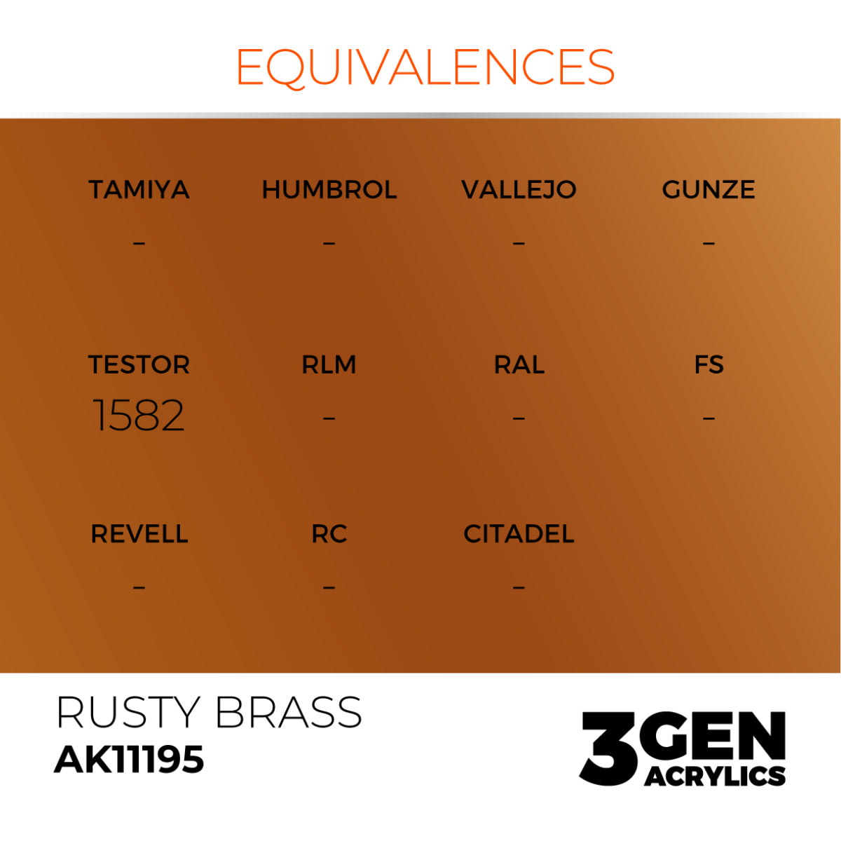AK Interactive 3 Gen Acrylics Modelling Paint 17ml - Rusty Brass - Good Games