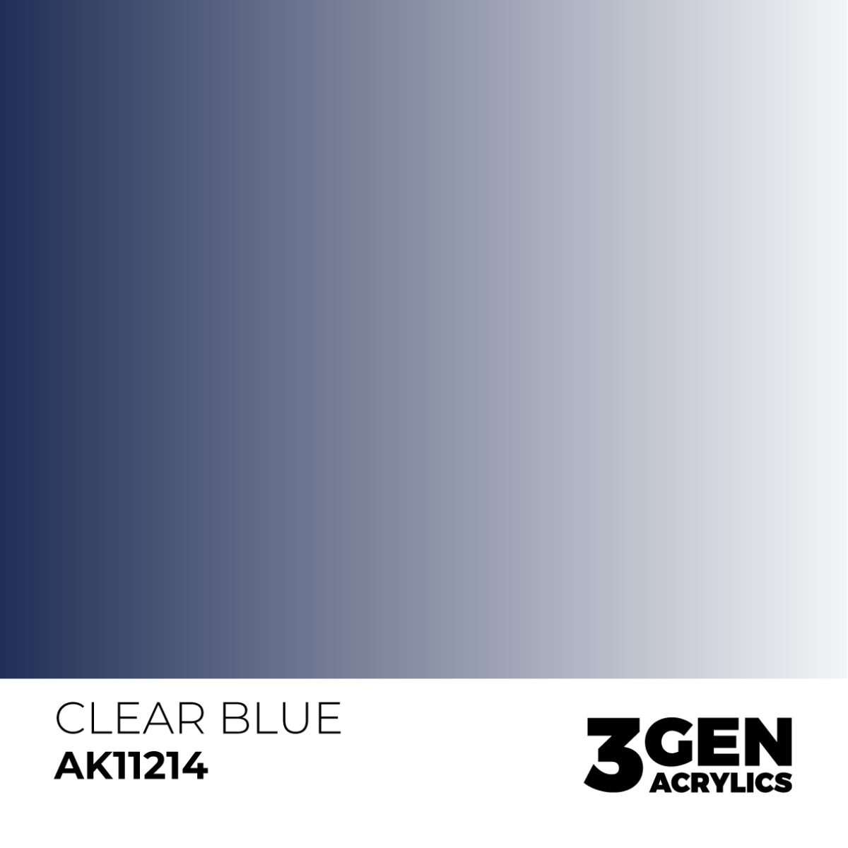 3GEN ACRYLICS Clear Blue AK11214 paint swatch, a gradient from dark blue to pale blue