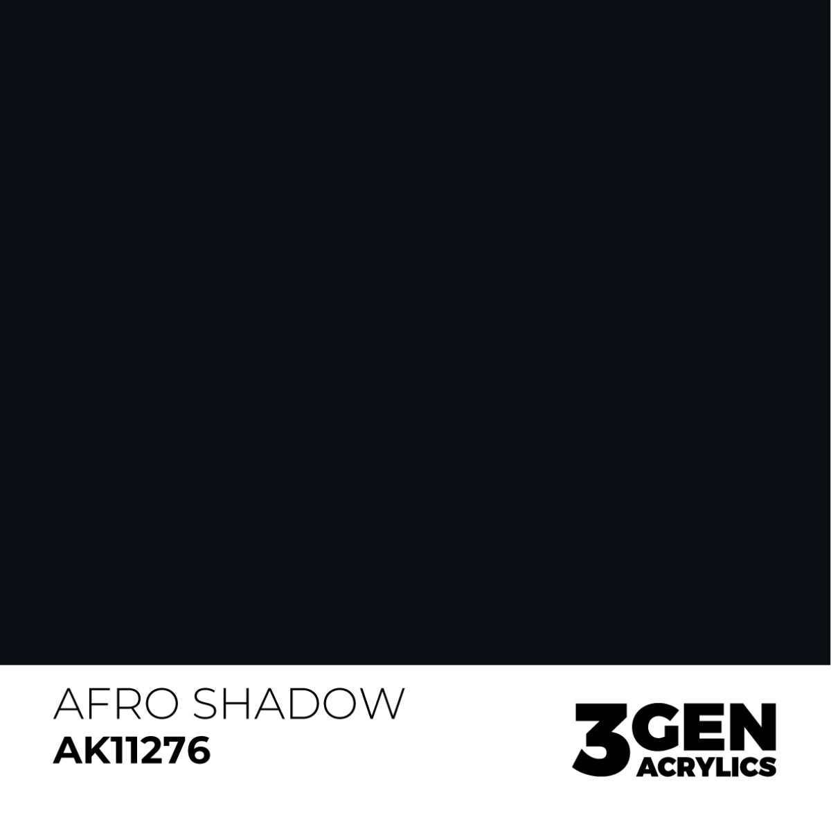 Alt text: Dark black color swatch for Afro Shadow AK11276 acrylic paint by 3Gen Acrylics