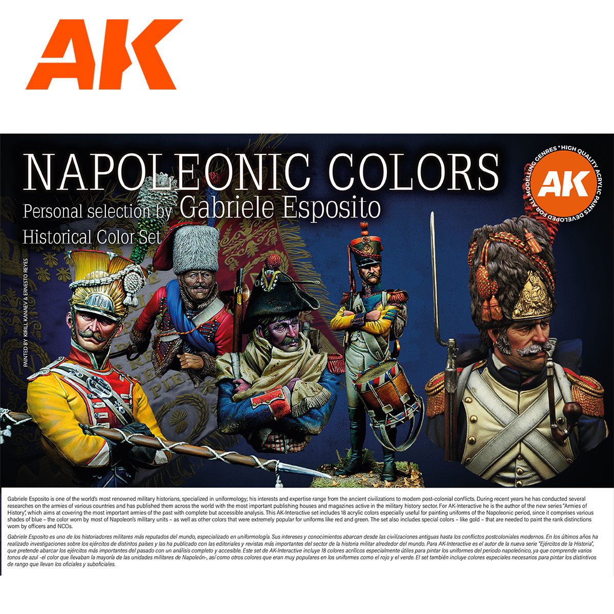 AK Napoleonic Colors set: Five detailed miniature soldiers in vibrant -  historical uniforms -  for a modeling paint set