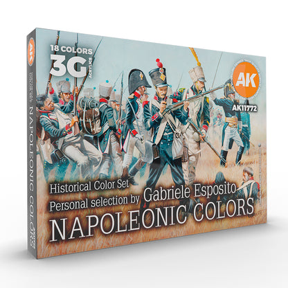 AK Interactive 'Napoleonic Colors' paint set box -  featuring an illustration of Napoleonic soldiers advancing