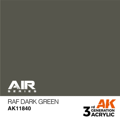 Dark green colour swatch labeled "RAF Dark Green AK11840
