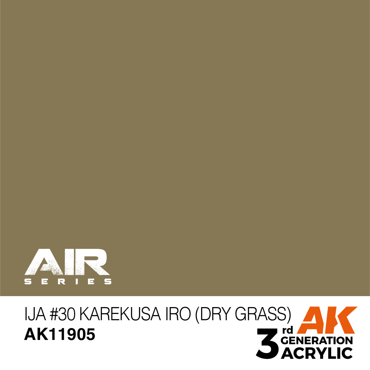 A rectangular swatch of dull olive-brown "Dry Grass" (Karekusa Iro) AK Interactive acrylic paint