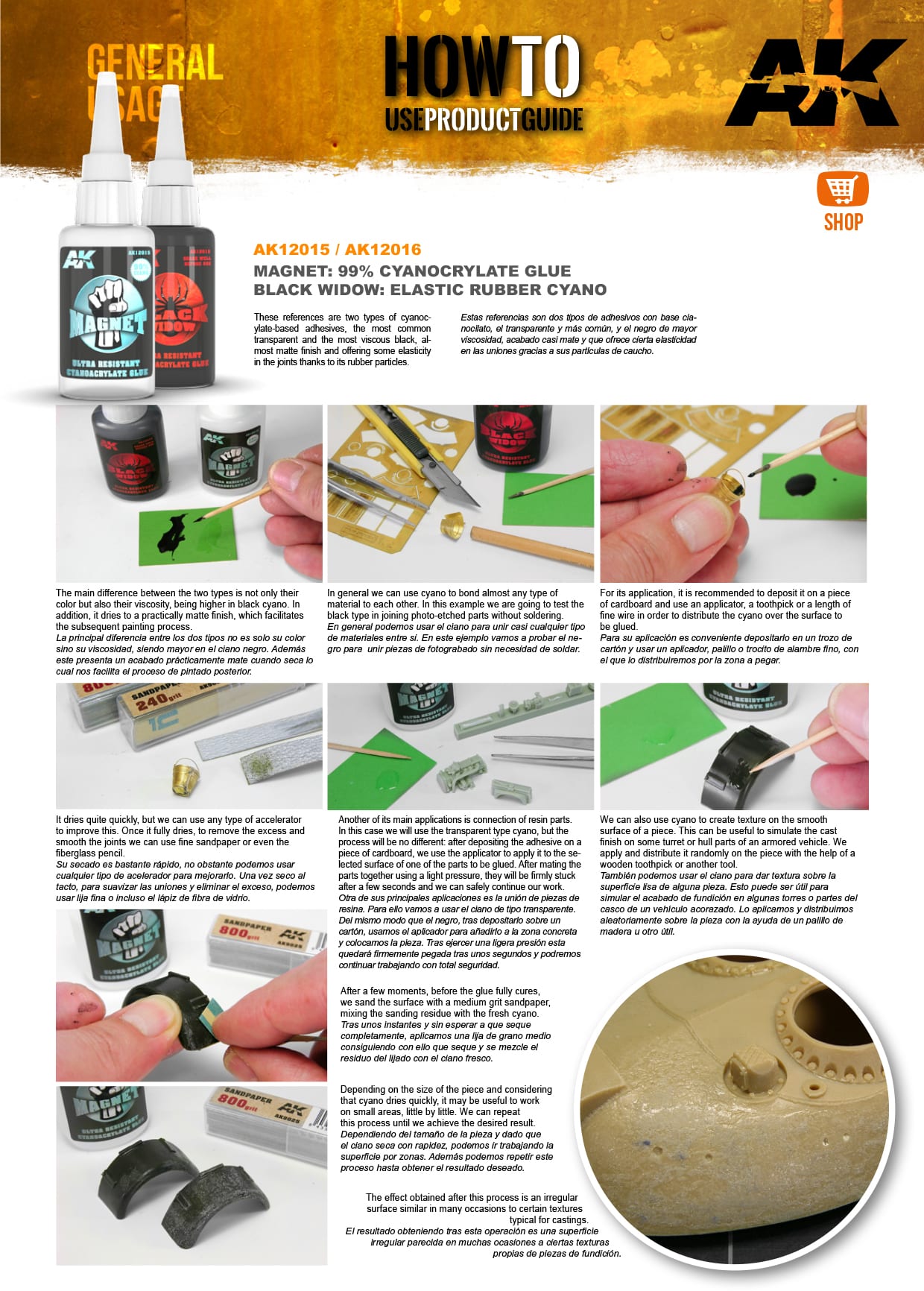 AK Interactive glue guide demonstrating use of Magnet and Black Widow for model assembly -  texturing -  and repair