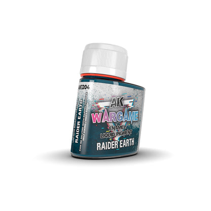 Dark teal AK Wargame Raider Earth enamel liquid pigment bottle with a white cap, for miniature painting and modeling