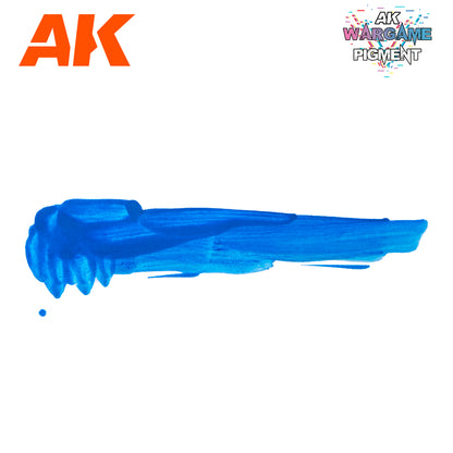 A thick, textured blue paint stroke with a drip, for AK Wargame Pigment