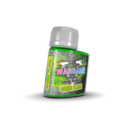 Bottle of AK Wargame Green Fluor enamel liquid pigment
