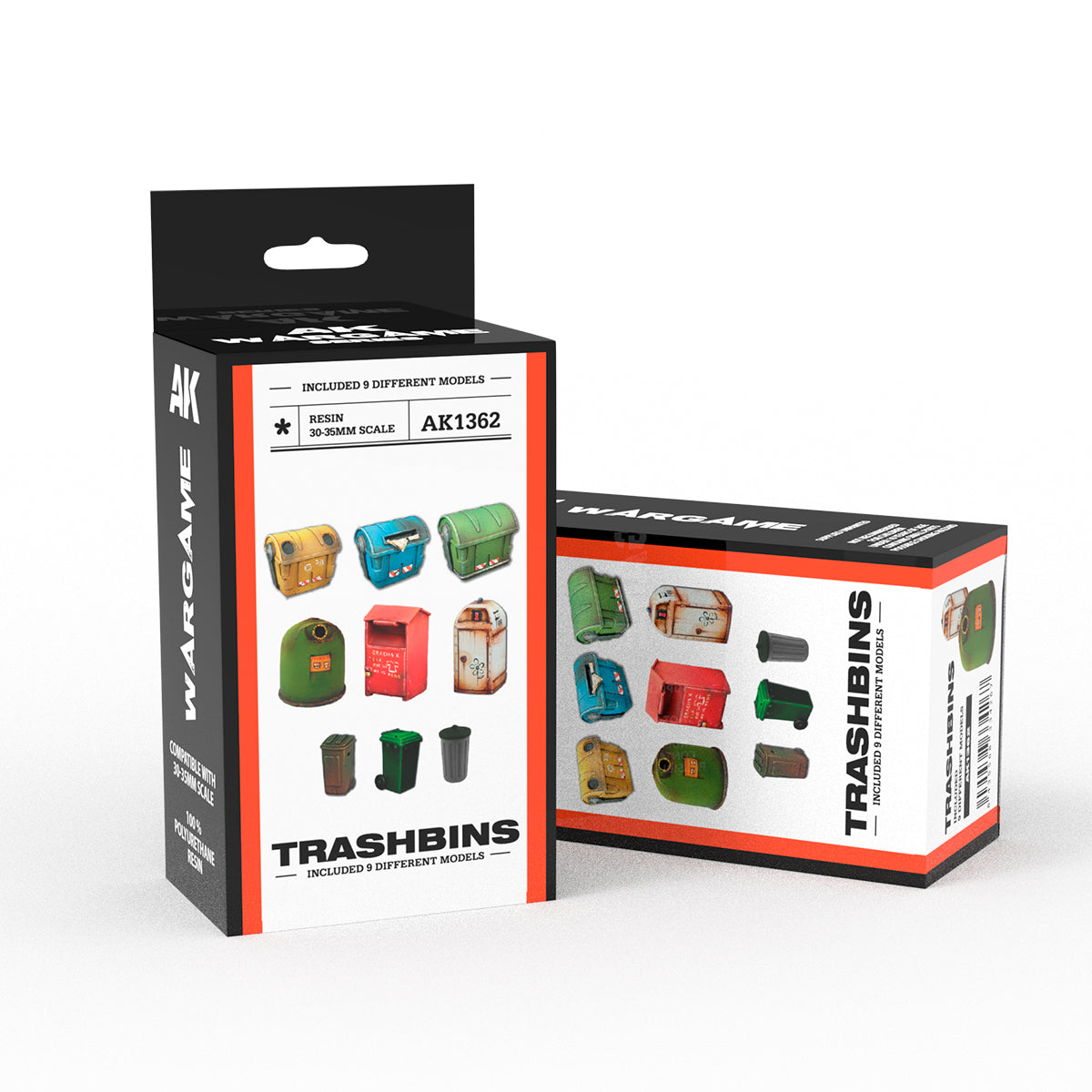 AK Interactive Wargame Resin Scenery Trashbins Scenography Wargame Set 30-35mm - Good Games