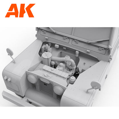 AK brand detailed gray model of a utility vehicle with its hood open -  exposing the engine compartment