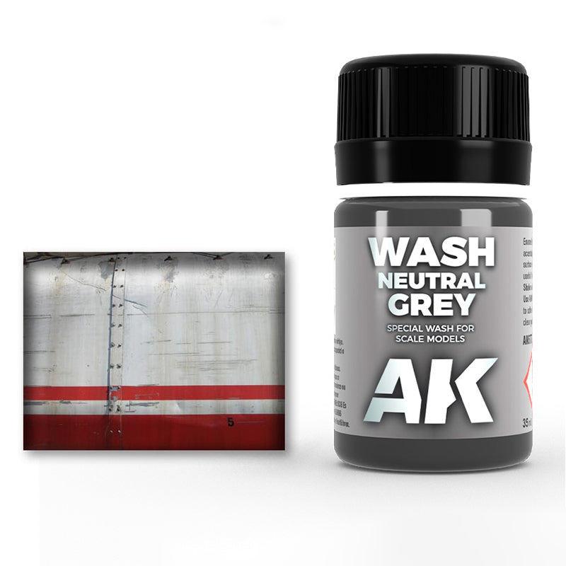 AK Interactive Enamel Wash Weathering Products 35ml - Neutral Grey - Good Games