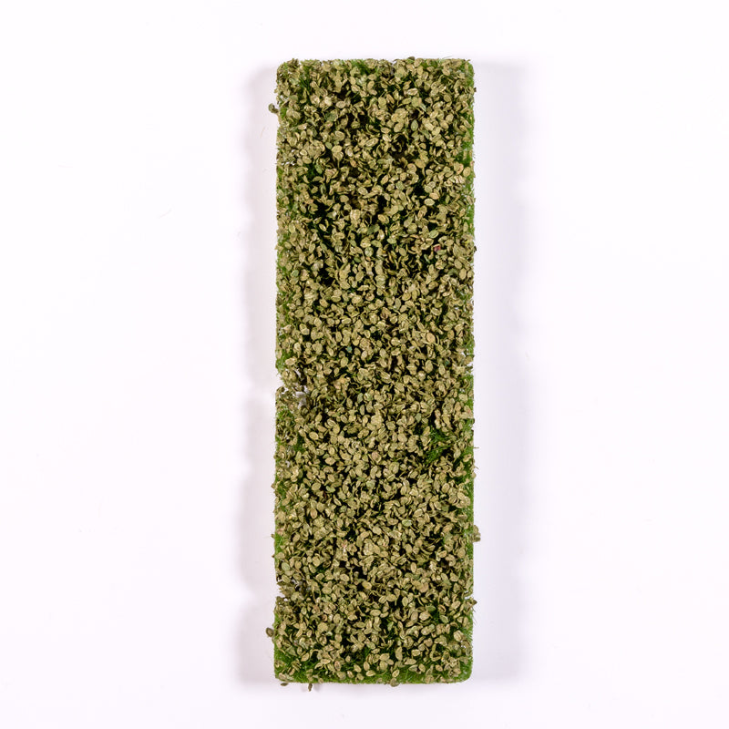 Rectangular model landscaping piece, covered in dense, textured light green foliage, on white