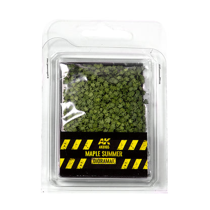 AK Maple Summer diorama foliage in a clear blister pack, featuring tiny green maple leaves for model making